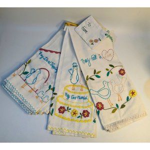 Anthropologie Happily Ever After 3 Tea Dish Towels Storybook Romance Wedding NWT